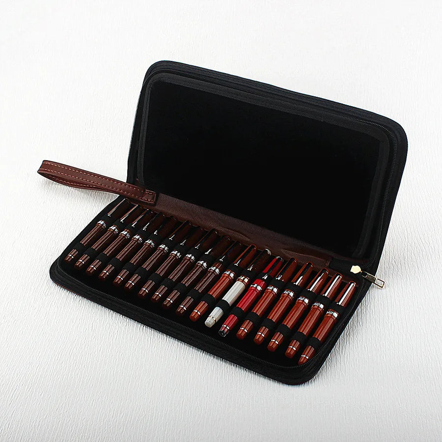 PU Leather Pen Storage Case for 10 24 36 48 Pens Waterproof Holder Organizer
