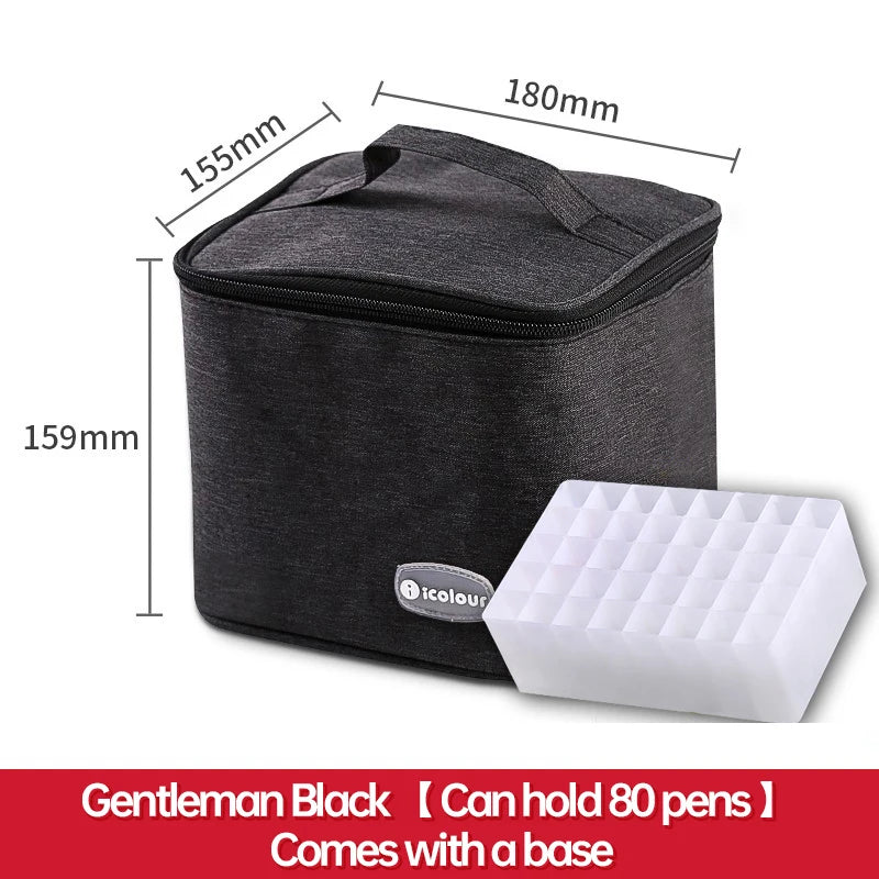 Icolour Zipper Marker Pen Case Larger Capacity Art Markers Canvas Storage Bag 36/48/60/80/168/240pcs Portable Marker Pen Holder