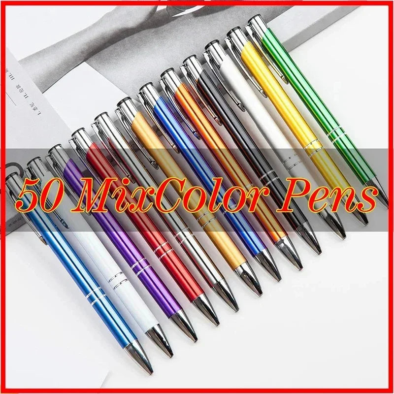 50pcs/lot Hot Sell Custom Ballpoint Pen Metal Pen Support Custom Logo Advertising Wholesale Personalized Pen Advertising Gift