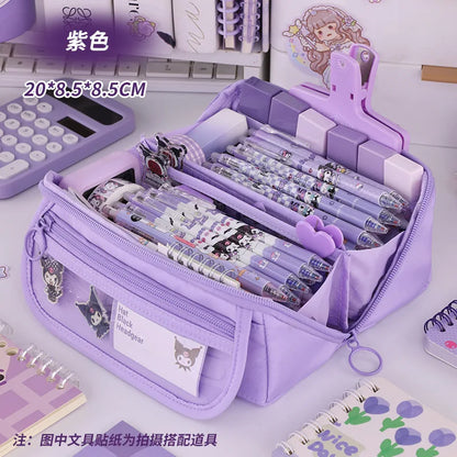 Sparkling Prismatic Pencil Case Large Capacity Cute School Supplies Multi-Compartment Organizer‌