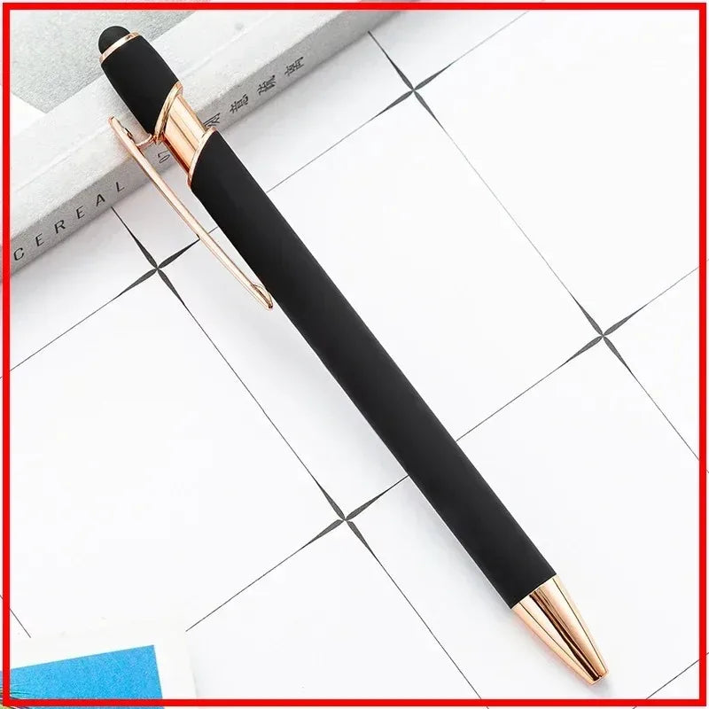 50pcs Light Metal Ballpoint Pen Touch Screen Pen Office School Advertising Pen Custom Logo Text Engraving Laser Engraving