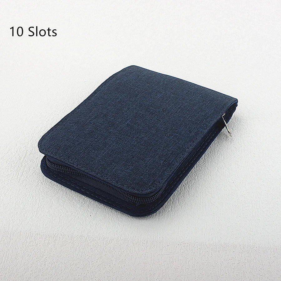 48 Slots Fountain Pen Case Pencil Case Pouch Bag Canvas Case for 10/24/ Pens Black, Blue, Gray
