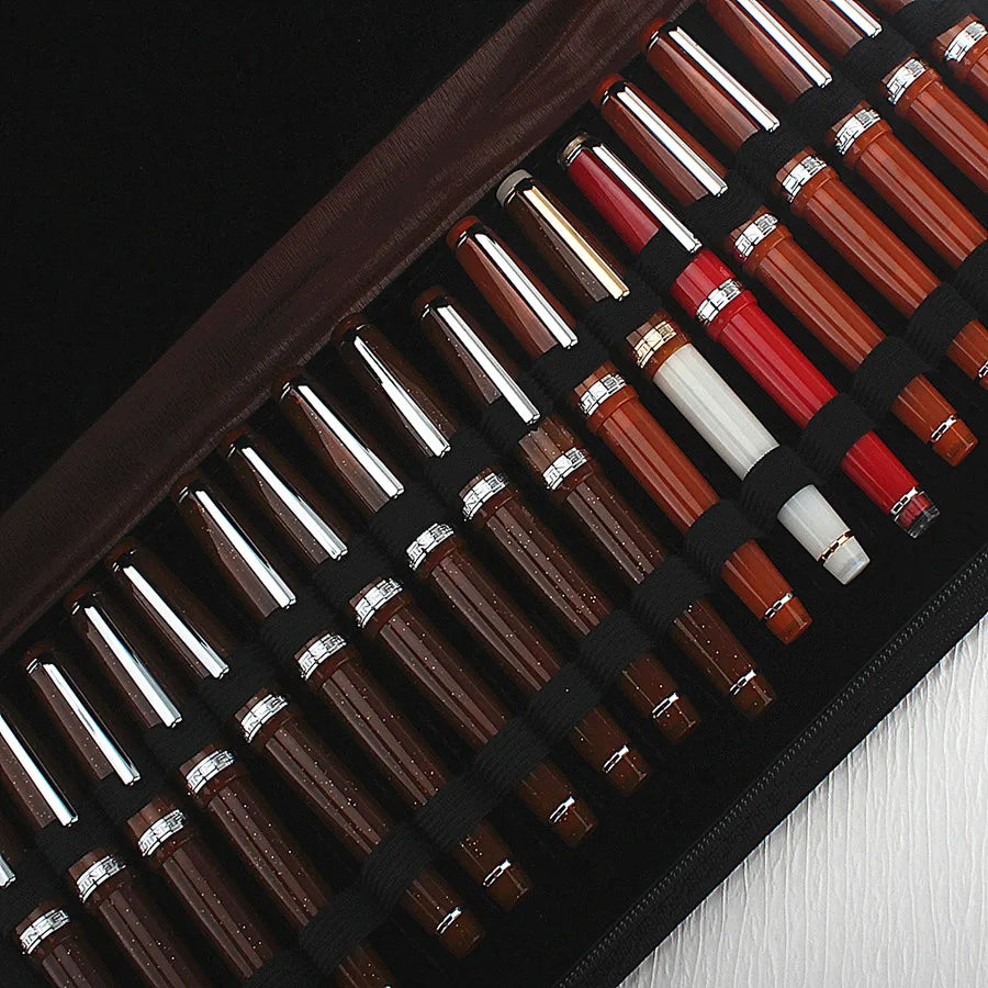 PU Leather Pen Storage Case for 10 24 36 48 Pens Waterproof Holder Organizer