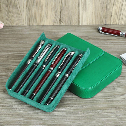 CONTACTS FAMILY 6 Pen Case Genuine Leather Detachable Portable Stationery Cover Holder Handmade Pen Box Shockproof Men