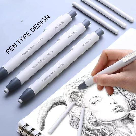 Press Retractable Pencil Eraser Correction Supplies Pen Style Pencil Rubber Writing School Supplies Stationery