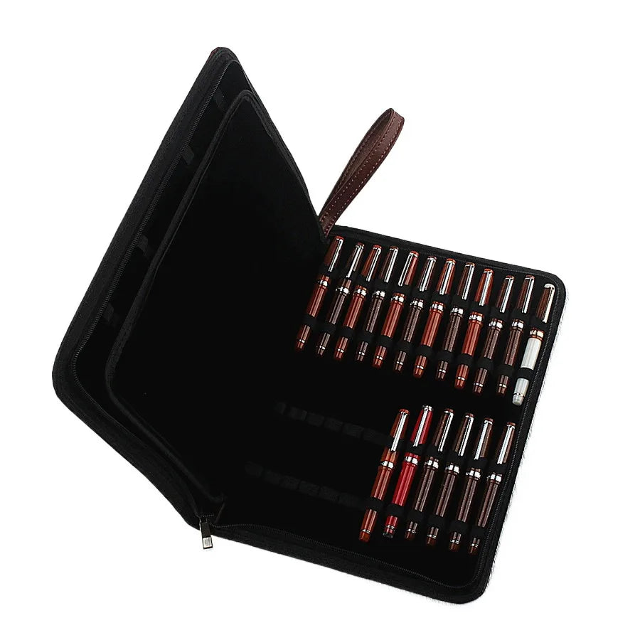 PU Leather Pen Storage Case for 10 24 36 48 Pens Waterproof Holder Organizer