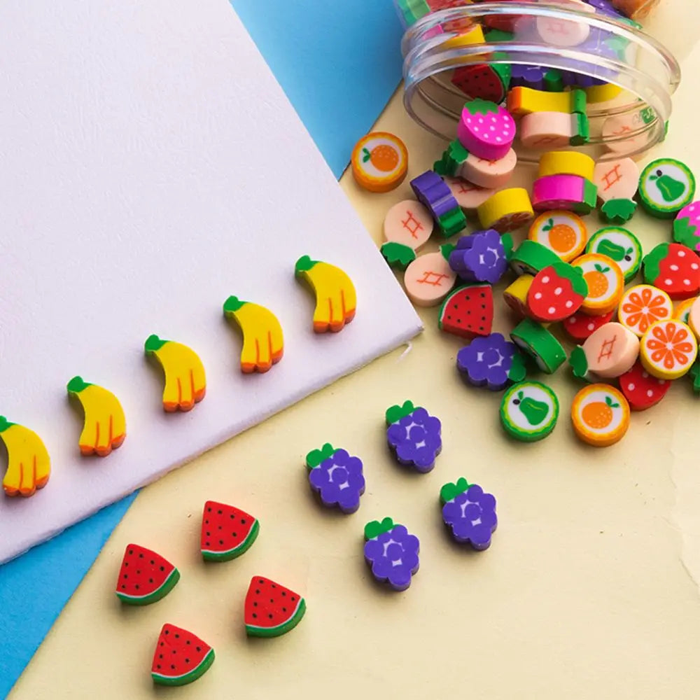 50pcs/set Cartoon Eraser Student Learning Stationery For Child Creative Gift Kids Eraser Fruit Animal Christmas Novelty Eraser