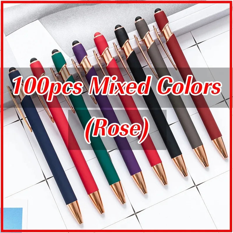 100 Pcs Light - Metal Capacitive Universal Touch Screen Stylus Ballpoint Pen Office Gifts Free Custom Logo Writing Stationery