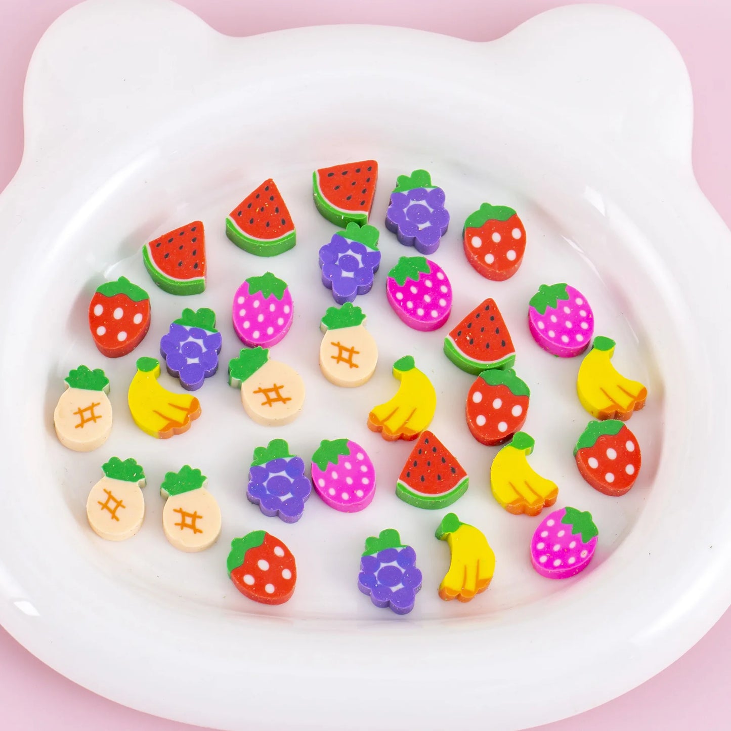 30pcs/bag Cartoon Fruit Animal Love Mini Small Eraser June 1 Christmas Gifts Prizes Student Stationery