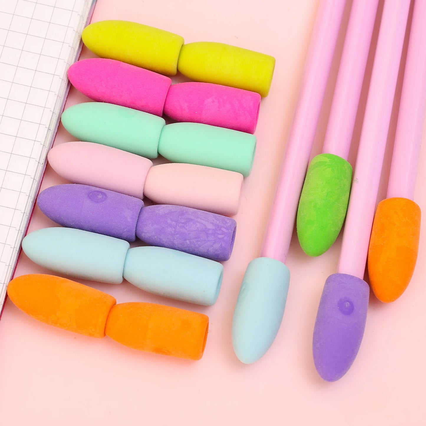 40/20/1PCS Pencil Eraser Toppers Cartoon Color Pen Top Cap Erasers for Kids Classroom Stationery Mini Pens Head Protector Cover