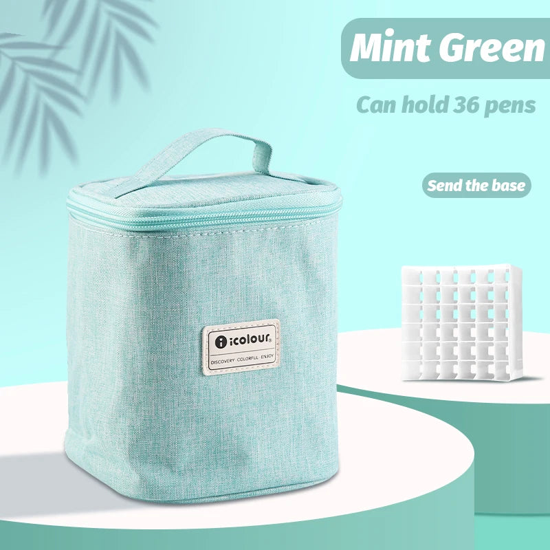 Icolour Zipper Marker Pen Case Larger Capacity Art Markers Canvas Storage Bag 36/48/60/80/168/240pcs Portable Marker Pen Holder