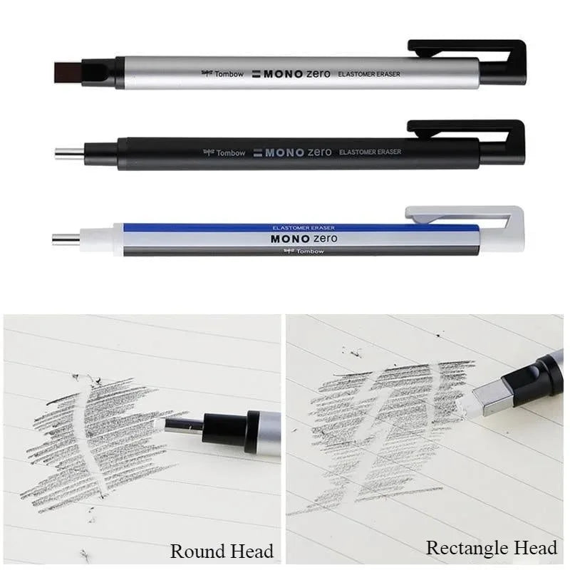 Tombow Mono Zero Eraser Precision Tip Pen-Style Mechanical Rubber Refillable Pen Sketch Drawing Correction Erasers Art Supplies