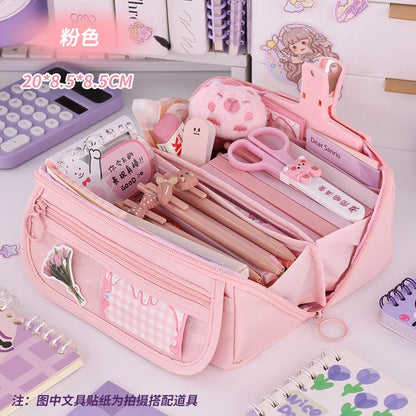 Sparkling Prismatic Pencil Case Large Capacity Cute School Supplies Multi-Compartment Organizer‌