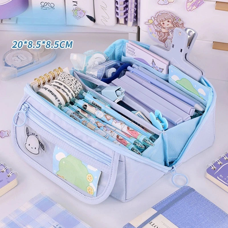Sparkling Prismatic Pencil Case Large Capacity Cute School Supplies Multi-Compartment Organizer‌