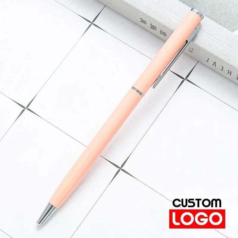 50 Pcs Metal Ballpoint Pen Rose Gold Pen Custom Logo School&office Supplies Stationery Business Gift Lettering Engraved Name