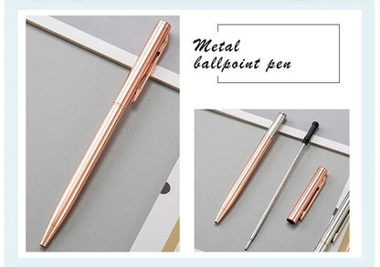 50 Pcs Metal Ballpoint Pen Rose Gold Pen Custom Logo School&office Supplies Stationery Business Gift Lettering Engraved Name
