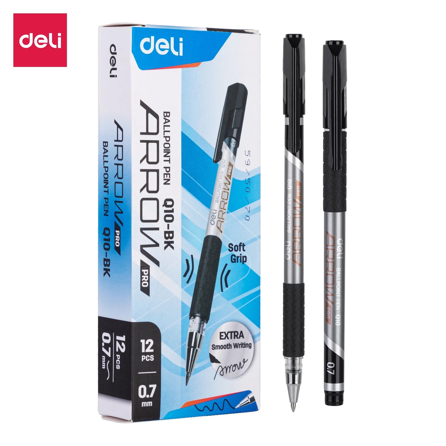 DELI Ballpoint Pens 0.7 mm Smooth Writing Signing Ball Pen Black Blue Office School Stationery