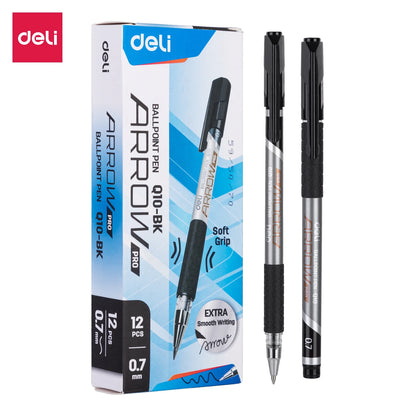 DELI Ballpoint Pens 0.7 mm Smooth Writing Signing Ball Pen Black Blue Office School Stationery