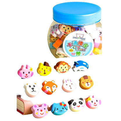 50pcs/set Cartoon Eraser Student Learning Stationery For Child Creative Gift Kids Eraser Fruit Animal Christmas Novelty Eraser