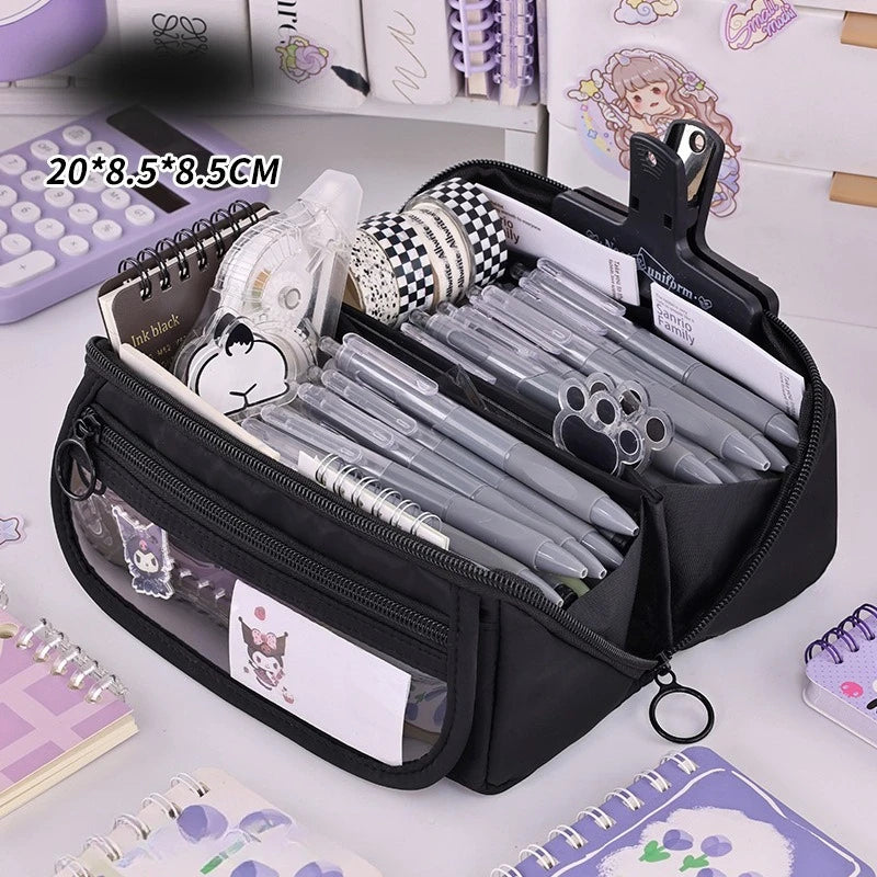 Sparkling Prismatic Pencil Case Large Capacity Cute School Supplies Multi-Compartment Organizer‌
