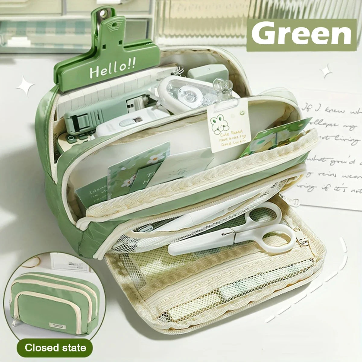 Large Capacity 3 Layers Pen Box Kawaii Pencil Cases Cute Pen Holder Pouch for Students Back to School Stationery Supplies