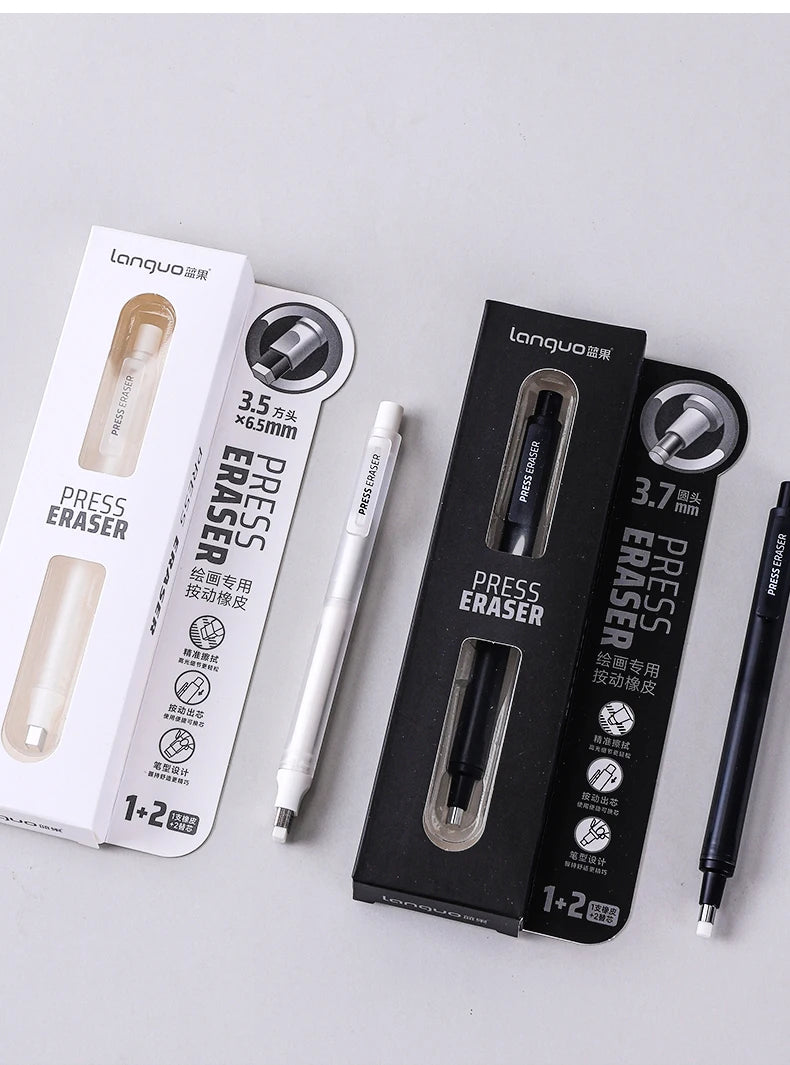 Languo Eraser Retractable Automatic Pencil Rubber High Precision Pencil Eraser Correction Highlight Rubber Tools Art Supplies