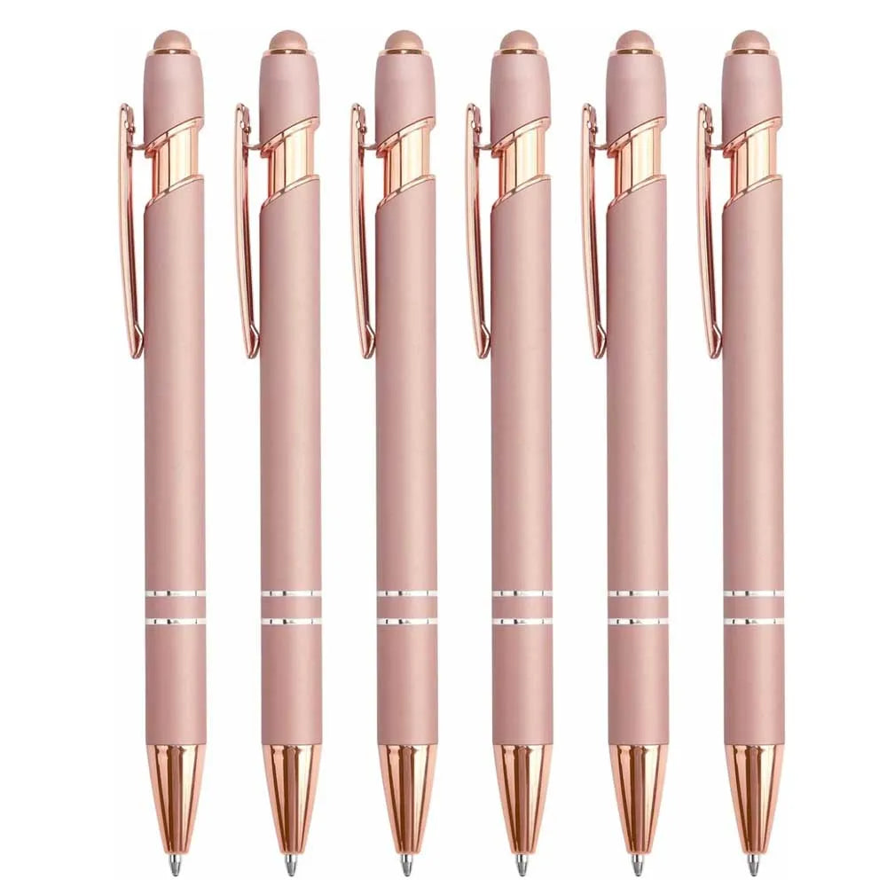 5-10 Pack 2-in-1 Stylus Pen, Retractable Ballpoint Pen w/ Stylus Tip for Touch Screen, Metal, 1.0mm Black Ink