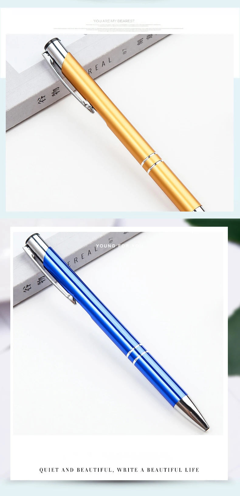 50pcs/lot Hot Sell Custom Ballpoint Pen Metal Pen Support Custom Logo Advertising Wholesale Personalized Pen Gift Engraved Name