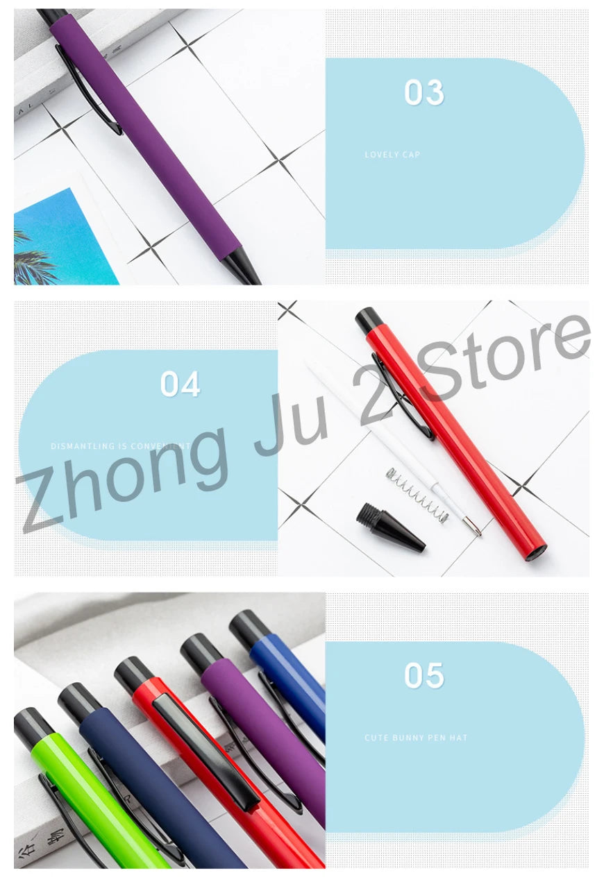 50pcs Metal Gift Advertising Pen Custom LOGO Student Stationery Office Ballpoint Pen Lettering Name Promotional Pen Wholesale