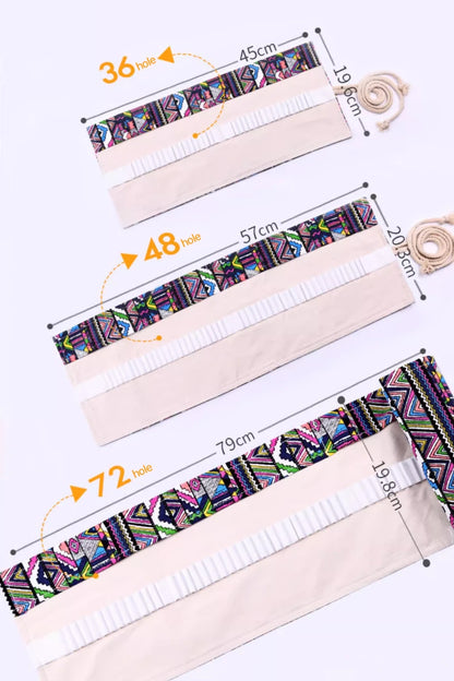36/48/72 Hole Roll Pen Curtain Folding Pencil Case Multifunctional Pencil Bag Colored Pencil Holder Stationery School Supplies