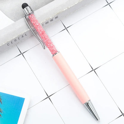50Pens Crystal Metal Ballpoint Pen Fashion Creative Stylus Touch for Writing Stationery Office School Gift Free Custom Logo