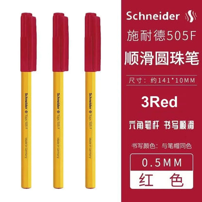 Schneider 505F Ballpoint Pen 6.5g Lightweight Rod Tricolor Fast-dry Non-stop Ink Business Signatory Pens Study Office Stationery