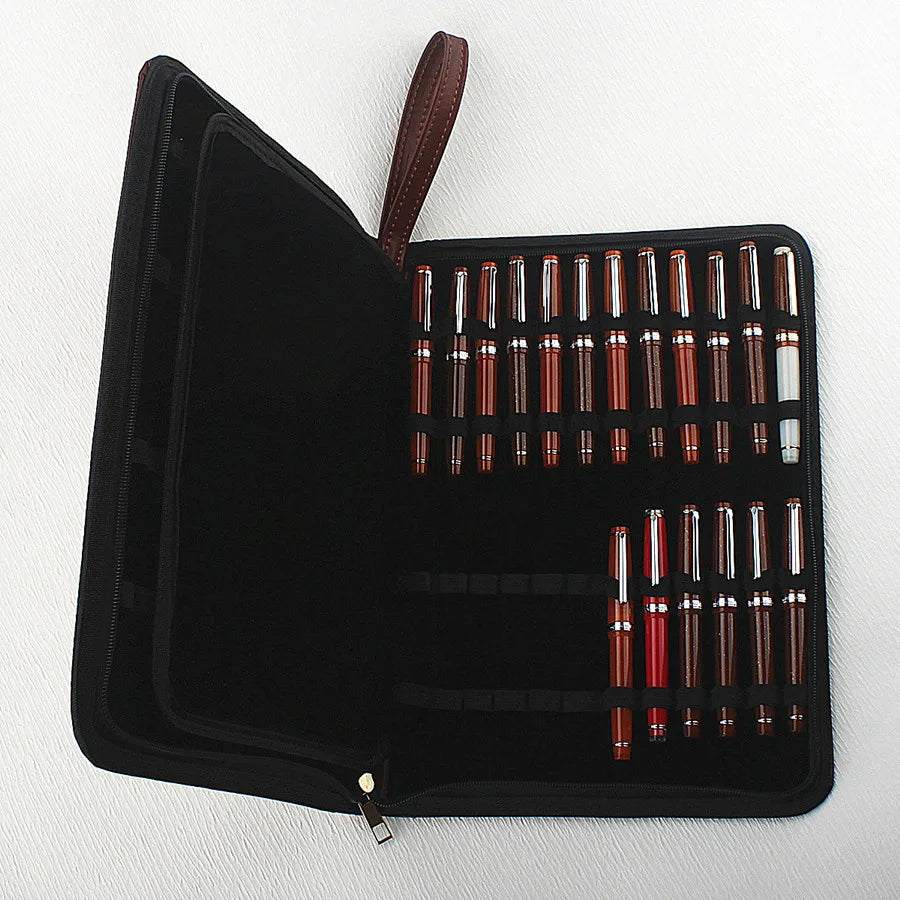 PU Leather Pen Storage Case for 10 24 36 48 Pens Waterproof Holder Organizer