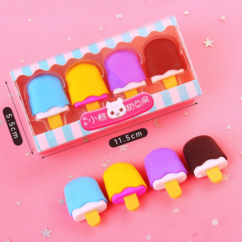 4 Pieces Per Set Cute Donut Dessert Eraser Simulation Dessert Shape ThreeDimensional Detachable Student Learning Stationery