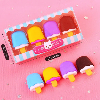 4 Pieces Per Set Cute Donut Dessert Eraser Simulation Dessert Shape ThreeDimensional Detachable Student Learning Stationery