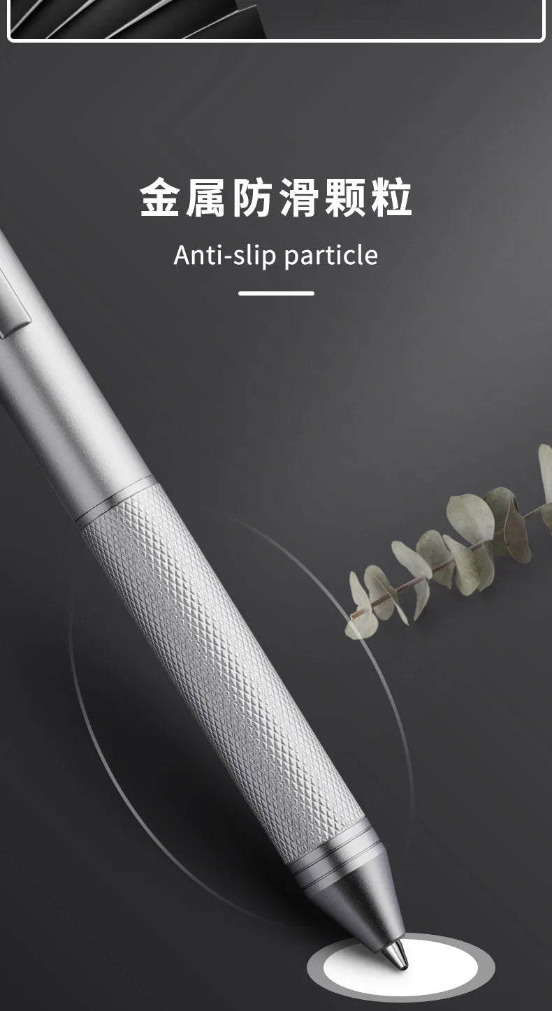 4 In 1 Multifunction Luxury Pen, 0.7mm 3 Color Ballpoint 0.5mm Mechanical Pencil, Gravity Sensor Metal Retractable Pens Długopis