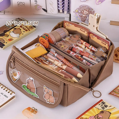 Sparkling Prismatic Pencil Case Large Capacity Cute School Supplies Multi-Compartment Organizer‌