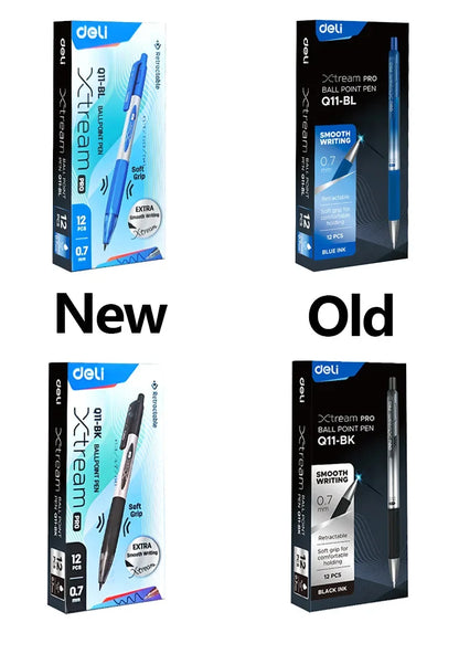 Deli 12pcs High Quality 0.7mm Ballpoint Pen Black Blue Ink Portable Signature Pen  Writing Tool For School Office Supplies