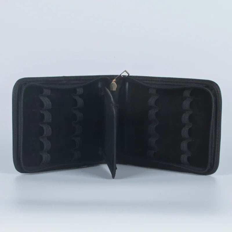 1pcs Special Style Black Pen Or Roller Ball Fountain Pen Leather Case for Only 12 Pen Storage Bag Office Business People