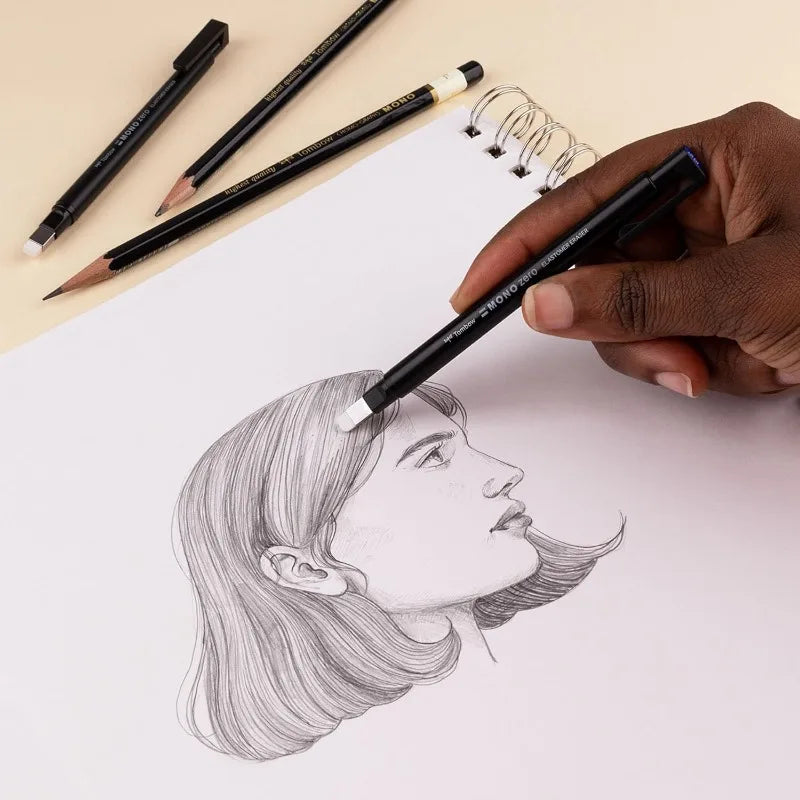 Tombow Mono Zero Eraser Precision Tip Pen-Style Mechanical Rubber Refillable Pen Sketch Drawing Correction Erasers Art Supplies