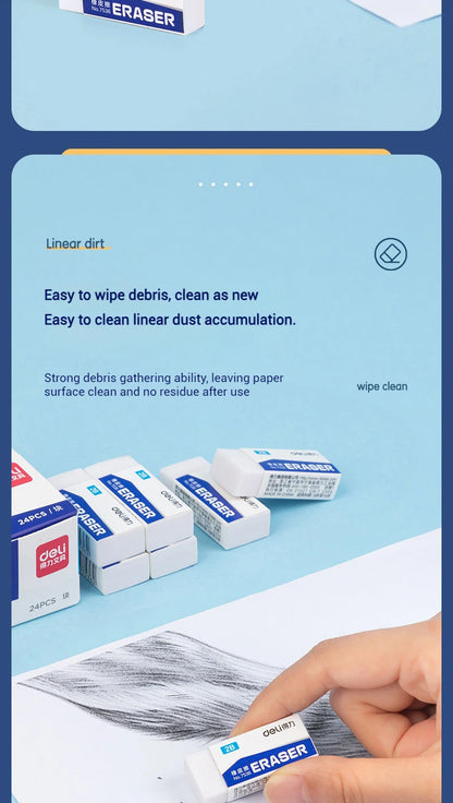 Deli Soft 2B Pencil Erasers for Kids - Clean Mess-Free Exam Office Sketch Correction Supplies