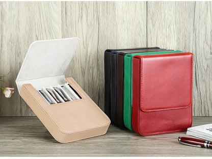 CONTACTS FAMILY 6 Pen Case Genuine Leather Detachable Portable Stationery Cover Holder Handmade Pen Box Shockproof Men