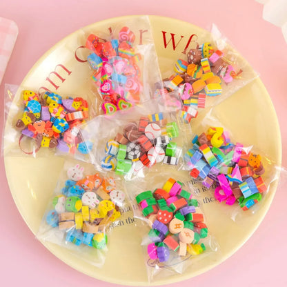 30pcs/bag Cartoon Fruit Animal Love Mini Small Eraser June 1 Christmas Gifts Prizes Student Stationery