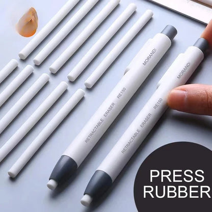 Press Retractable Pencil Eraser Correction Supplies Pen Style Pencil Rubber Writing School Supplies Stationery