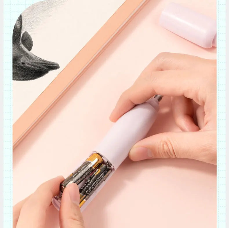 Deli Adjustable Electric Eraser for Sketch Drawing Erasing Writing with Rubber Refills Electric Rubber Pen School Pencil Eraser