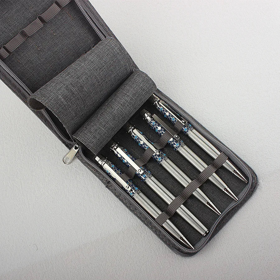 48 Slots Fountain Pen Case Pencil Case Pouch Bag Canvas Case for 10/24/ Pens Black, Blue, Gray