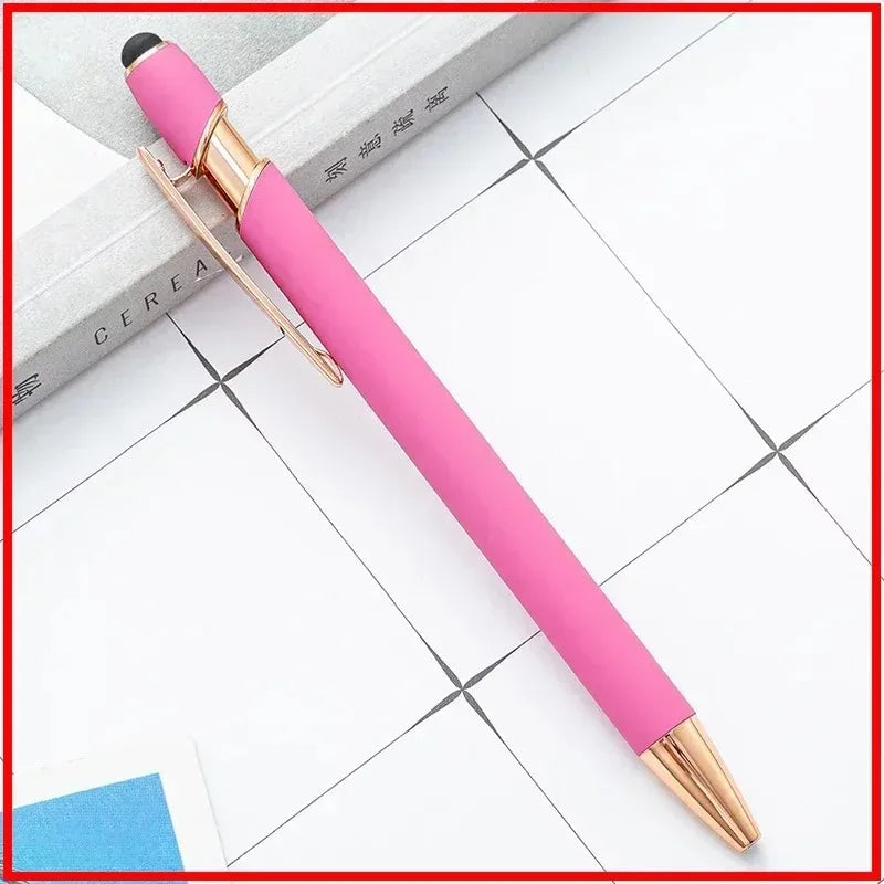 50pcs Light Metal Ballpoint Pen Touch Screen Pen Office School Advertising Pen Custom Logo Text Engraving Laser Engraving
