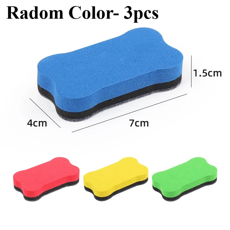 3pcs Magnetic Dry Erase Erasers White Board Erasers Drywipe Marker Cleaner School Office Supplies