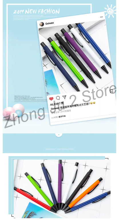 50pcs Metal Gift Advertising Pen Custom LOGO Student Stationery Office Ballpoint Pen Lettering Name Promotional Pen Wholesale