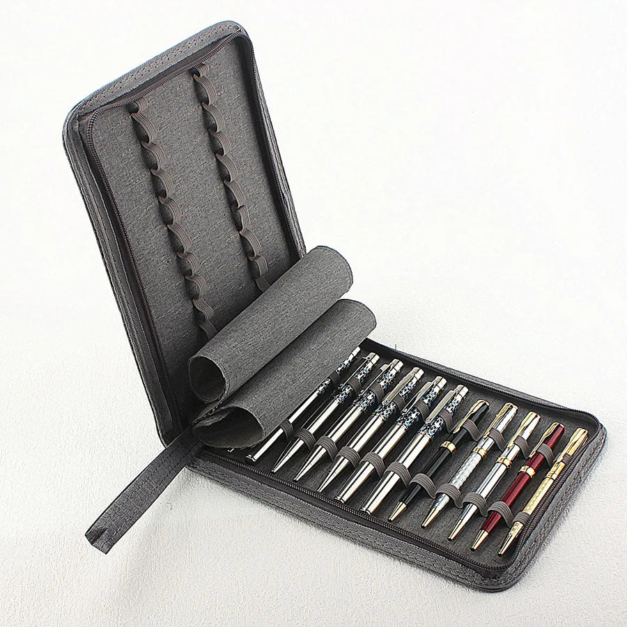 48 Slots Fountain Pen Case Pencil Case Pouch Bag Canvas Case for 10/24/ Pens Black, Blue, Gray
